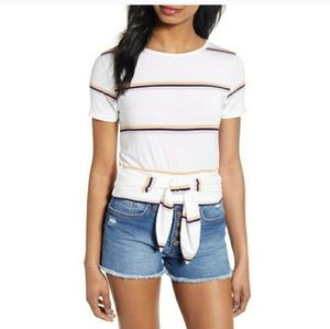 BP Stripe Front Tie Detail Baby Tee T-Shirt Top